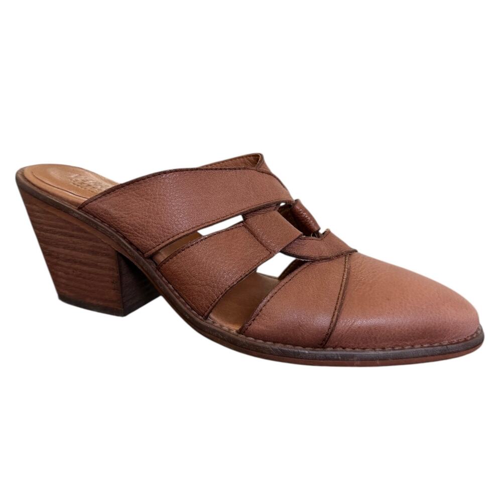 Sundance Veracruz Rinjani Leather Mules Heeled Clogs Brown EU 38 US 7.5-8 Boho - Picture 2 of 11